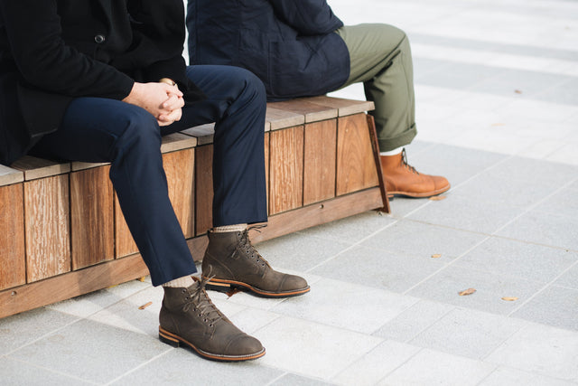 Service Boots Nutmeg and Stone Waxed Kudu - VIBERG