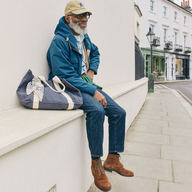 Viberg x Garmsville Brogue Navvy Boot™ in Parisian Brown Janus Suede - VIBERG