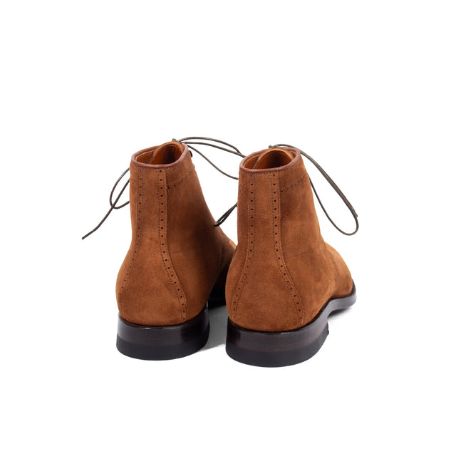 Viberg x Garmsville Brogue Navvy Boot™ in Parisian Brown Janus Suede - VIBERG