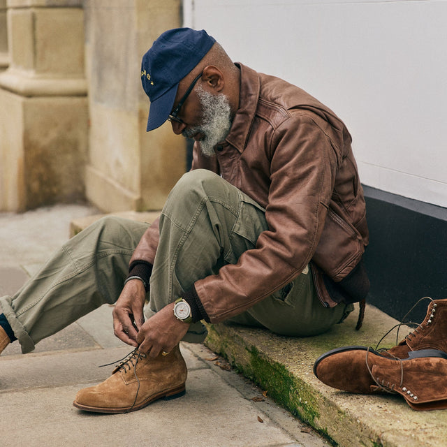 Viberg x Garmsville Brogue Navvy Boot™ in Peanut Papillon - VIBERG