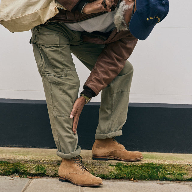 Viberg x Garmsville Brogue Navvy Boot™ in Peanut Papillon - VIBERG