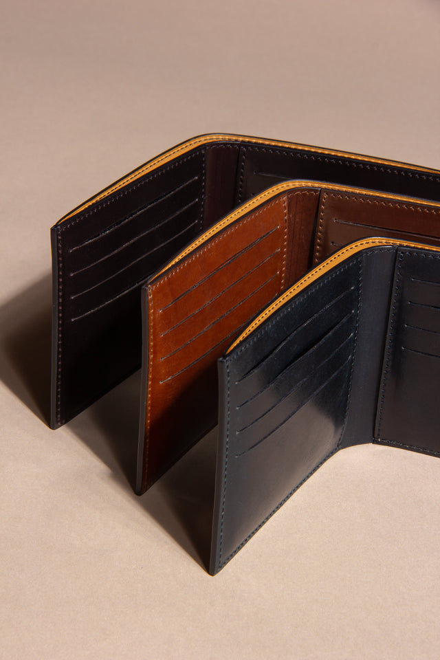 Viberg Billfold - Dark Cognac Hatchgrain Shell Cordovan - VIBERG