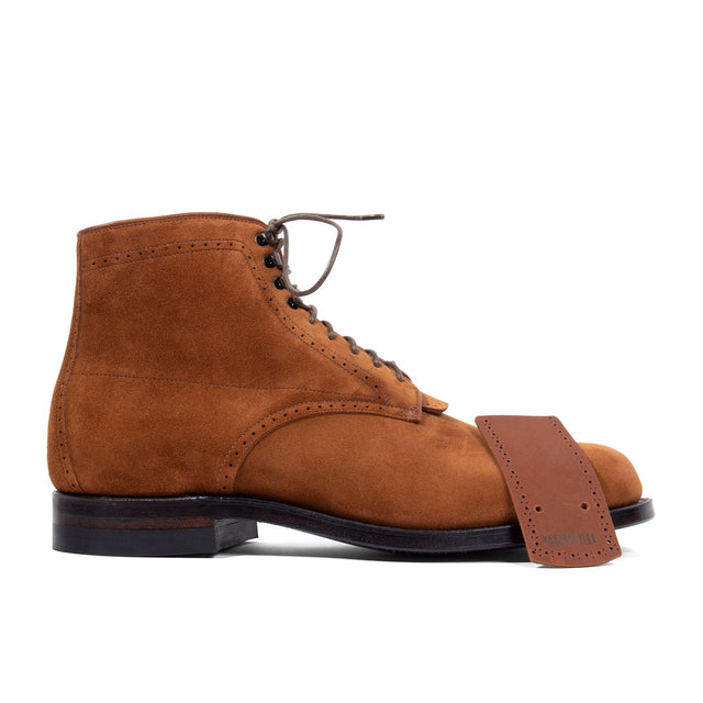 Viberg x Garmsville Brogue Navvy Boot™ in Parisian Brown Janus Suede - VIBERG