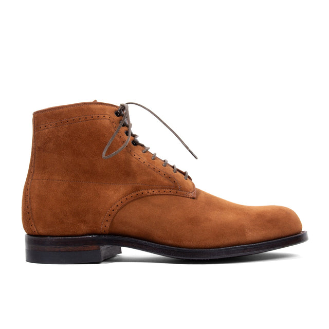 Viberg x Garmsville Brogue Navvy Boot™ in Parisian Brown Janus Suede - VIBERG