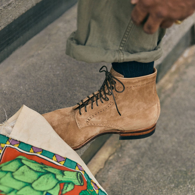 Viberg x Garmsville Brogue Navvy Boot™ in Peanut Papillon - VIBERG